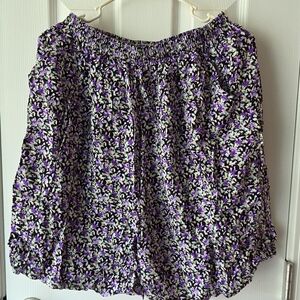 Floral Elastic-Waist Women’s Bermuda Shorts - Purple Mix